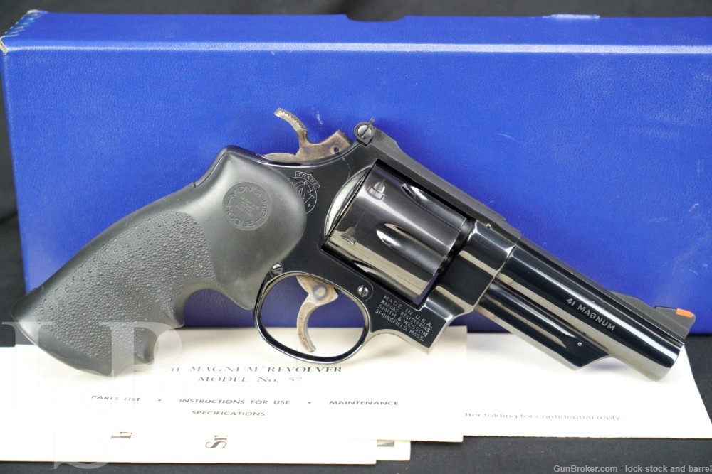 Smith & Wesson S&W Model 57 .41 Magnum Target 4" Blue DASA Revolver & Box-img-0