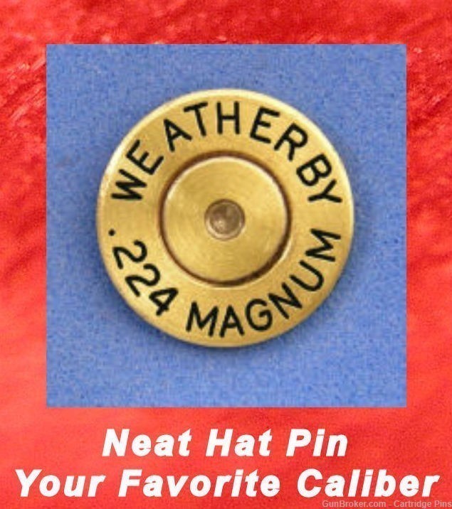 Weatherby 224 Magnum Brass Hat Pin Tie Tack Ammo Bullet-img-0