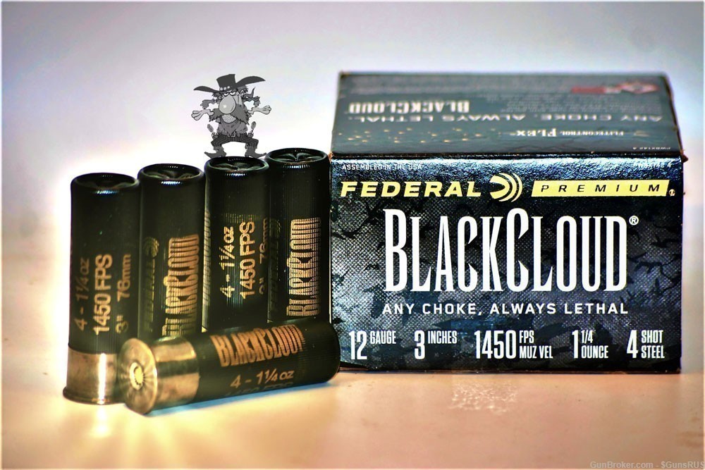 12 ga FEDERAL Premium® Black Cloud®12 Gauge 3" STEEL No.4 Shot 1¼oz 25 RDS-img-1
