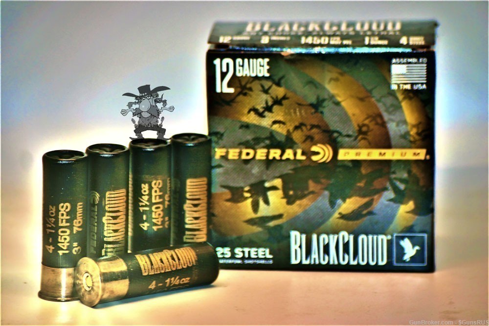 12 ga FEDERAL Premium® Black Cloud®12 Gauge 3" STEEL No.4 Shot 1¼oz 25 RDS-img-2