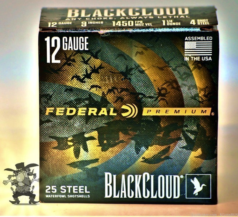12 ga FEDERAL Premium® Black Cloud®12 Gauge 3" STEEL No.4 Shot 1¼oz 25 RDS-img-0