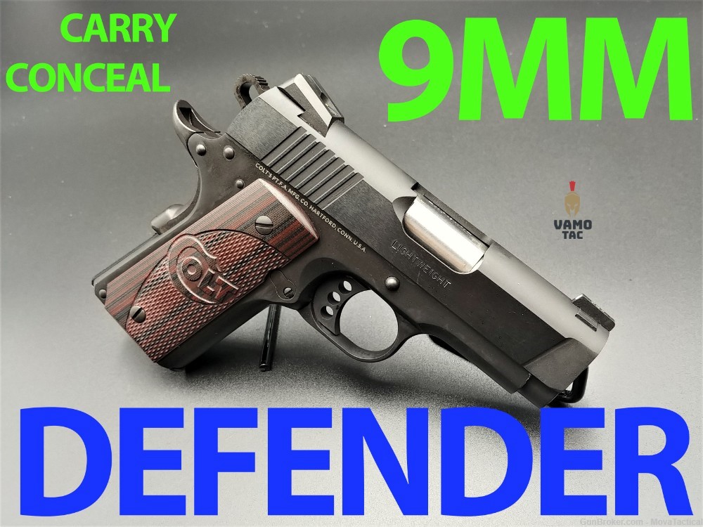 Colt 1911 Defender 3" 9MM Colt-1911 Night SIght Colt Defender Compact 1911 -img-0