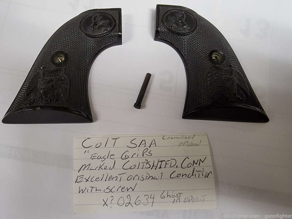 Original Colt Revolver SAA Eagle Grips Colt Marked-img-0