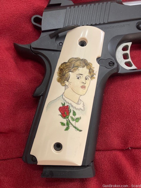 Colt 1911 and Clone Faux Ivory grips with a Lady Scrimshaw -img-1