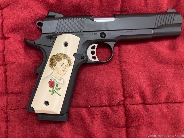 Colt 1911 and Clone Faux Ivory grips with a Lady Scrimshaw -img-0