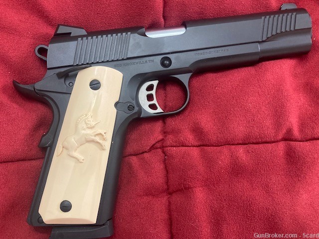 Colt 1911 and Clone Faux Ivory grips with Carved 3d Rampant Colt-img-0