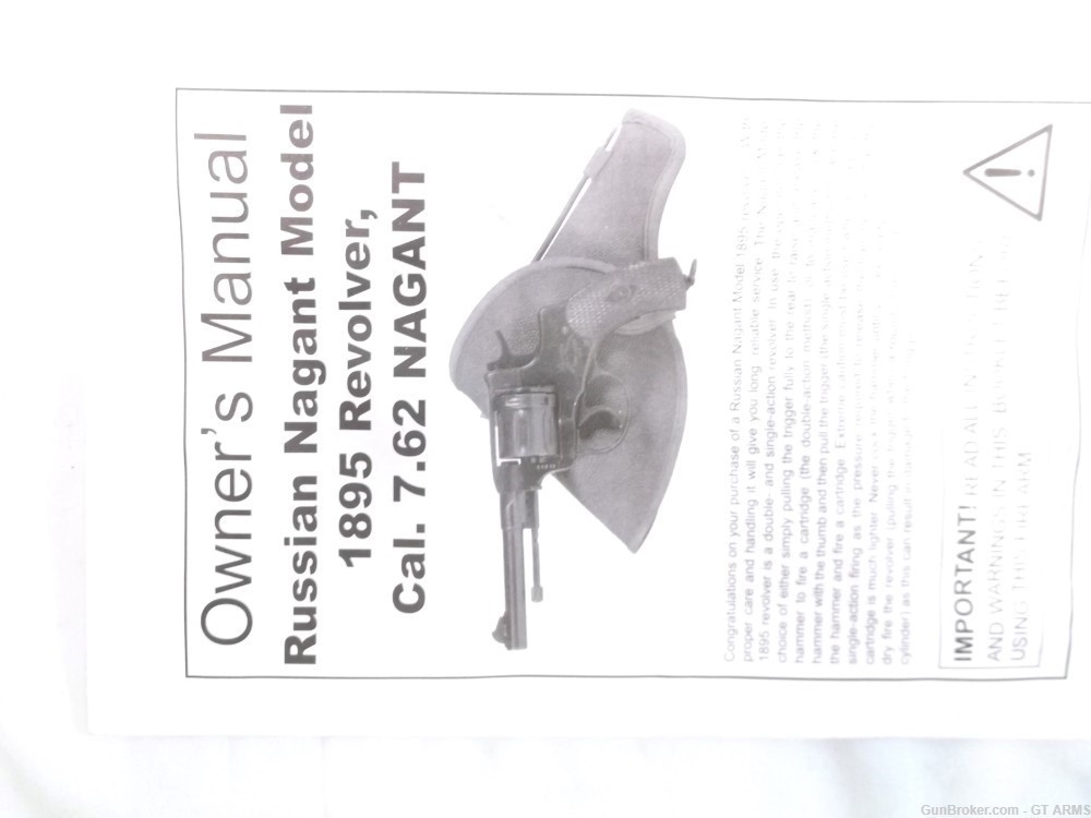 RUSSIAN 1895 NAGANT OWNERS MANUAL , 7.62 CAL REVOLVER in English-img-1