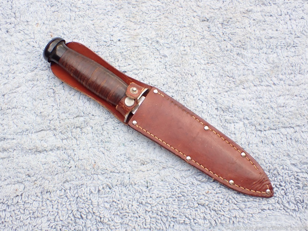 US WWII CASE 6" FIGHTING KNIFE UTILITY WITH ORIGINAL LEATHER SCABBARD-img-3