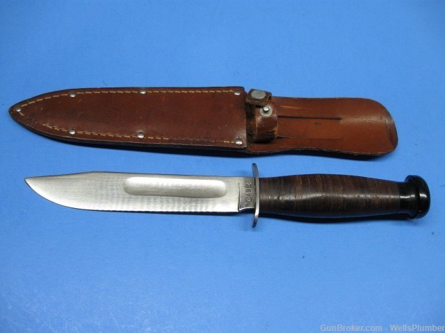 US WWII CASE 6" FIGHTING KNIFE UTILITY WITH ORIGINAL LEATHER SCABBARD-img-1