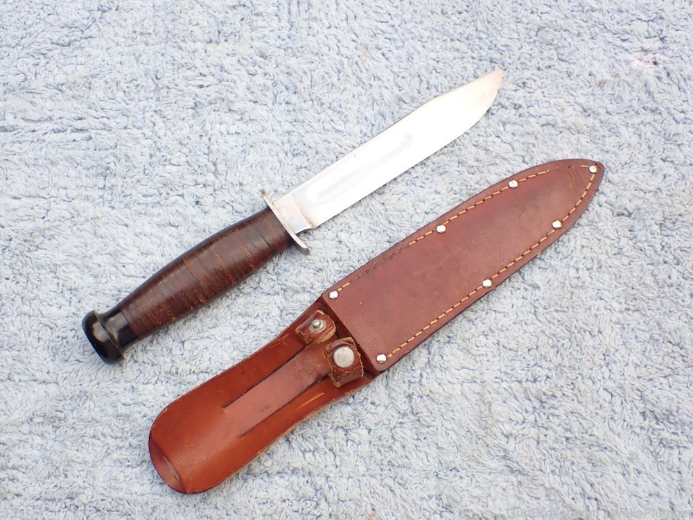 US WWII CASE 6" FIGHTING KNIFE UTILITY WITH ORIGINAL LEATHER SCABBARD-img-2