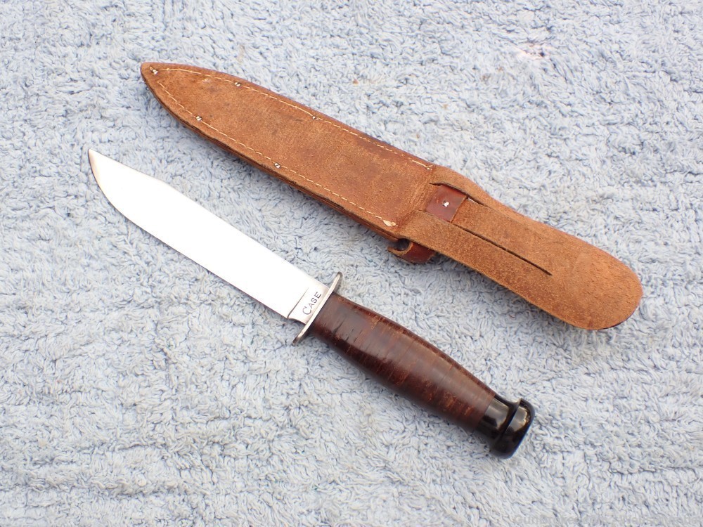 US WWII CASE 6" FIGHTING KNIFE UTILITY WITH ORIGINAL LEATHER SCABBARD-img-4