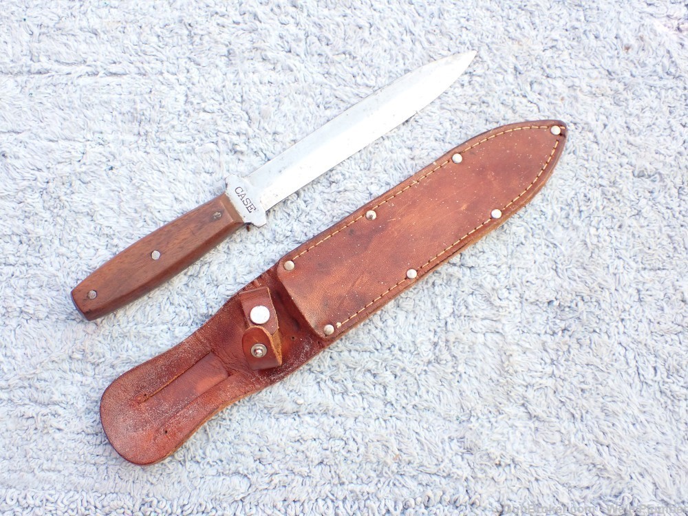 US WWII CASE PIG STICKER FIGHTING KNIFE WITH ORIGINAL LEATHER SHEATH-img-5