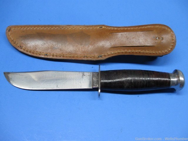 US WWII CASE 5" FIGHTING KNIFE UTILITY WITH ORIGINAL LEATHER SHEATH-img-0