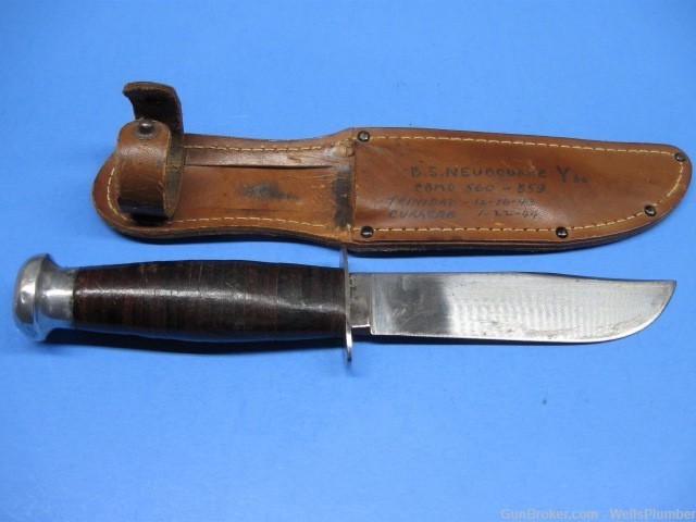 US WWII CASE 5" FIGHTING KNIFE UTILITY WITH ORIGINAL LEATHER SHEATH-img-2