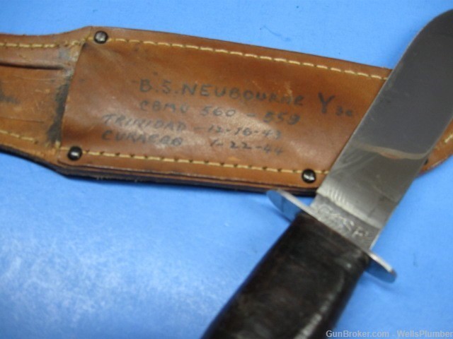 US WWII CASE 5" FIGHTING KNIFE UTILITY WITH ORIGINAL LEATHER SHEATH-img-1
