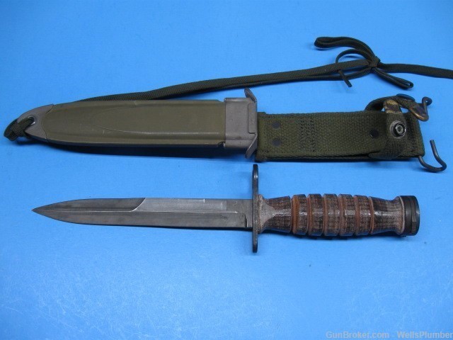 US M1 30 CARBINE M4 BAYONET WITH SCABBARD CAMILLUS WITH LEATHER HANDLE-img-2