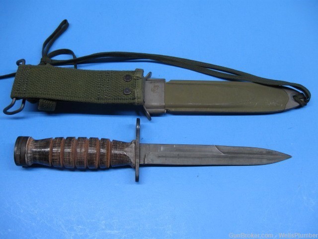 US M1 30 CARBINE M4 BAYONET WITH SCABBARD CAMILLUS WITH LEATHER HANDLE-img-1