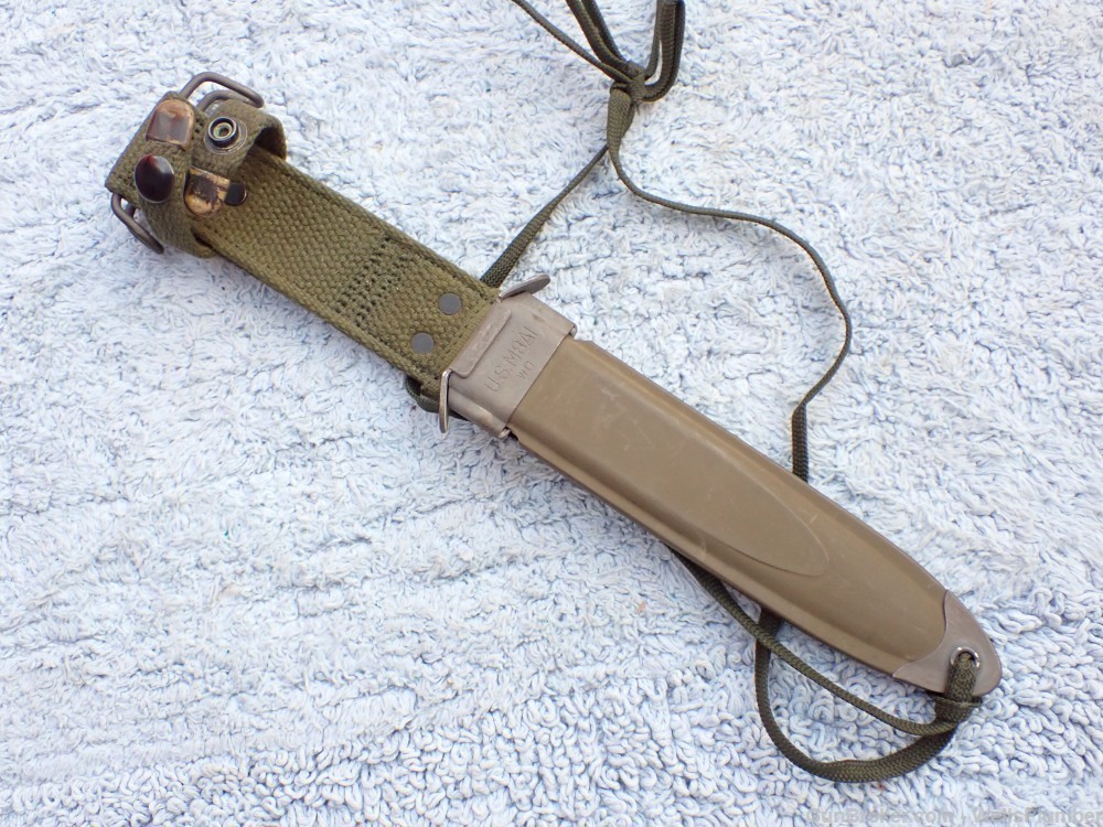 US M1 30 CARBINE M4 BAYONET WITH SCABBARD CAMILLUS WITH LEATHER HANDLE-img-23