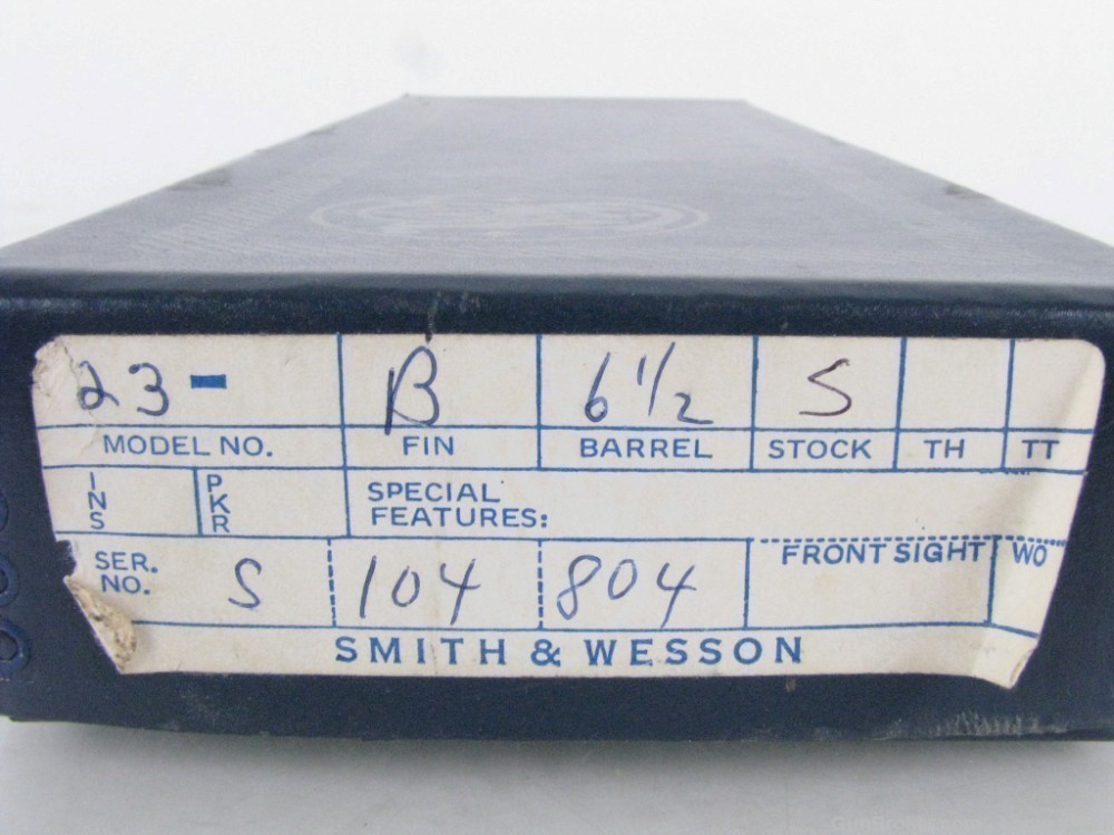 SMITH & WESSON MODEL 23 OUTDOORSMAN BLUE TWO PIECE FACTORY BOX 1954-1955 -img-1