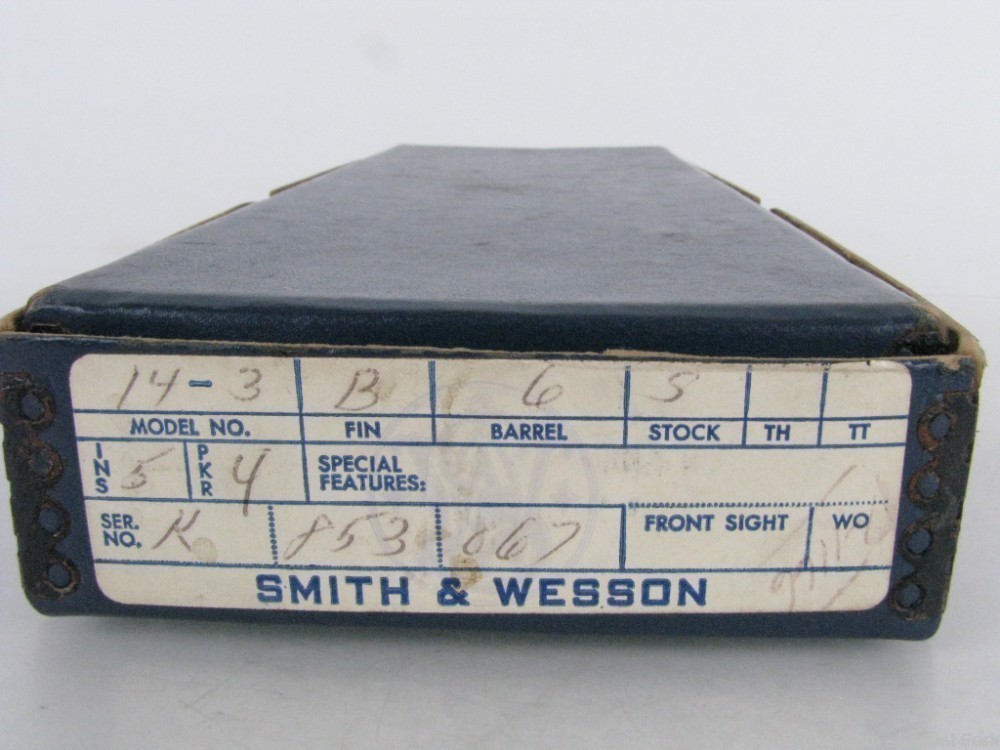SMITH & WESSON MODEL 14-3 BLUE FACTORY TWO PIECE BOX (1969) VERY CLEAN-img-1