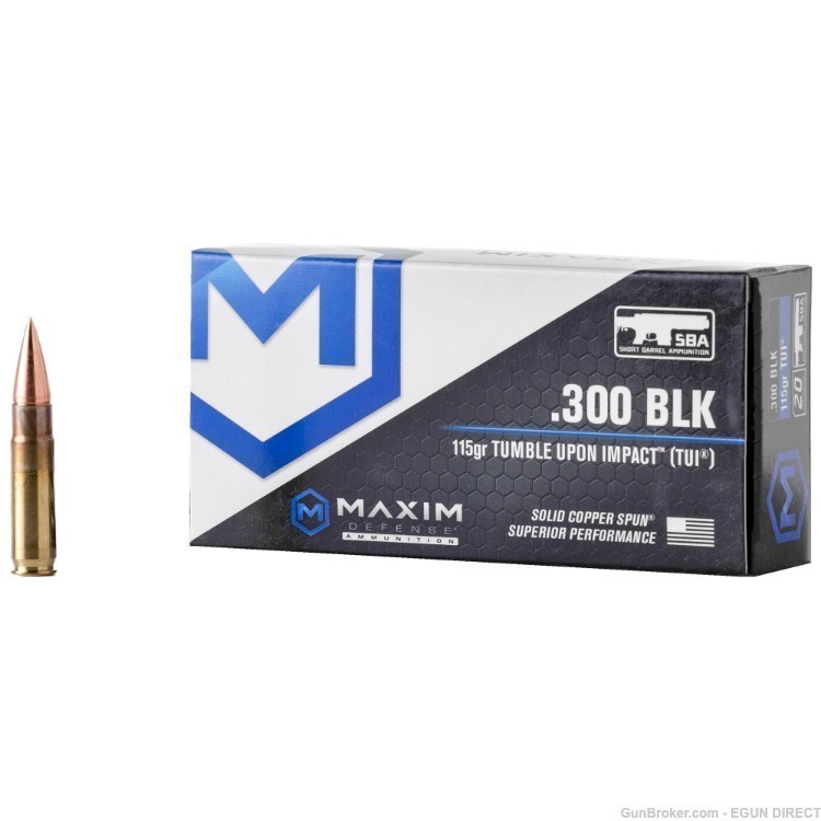 Maxim Defense SBA Short Barrel Ammunition 300 Blackout 115gr Copper - 20rd-img-0