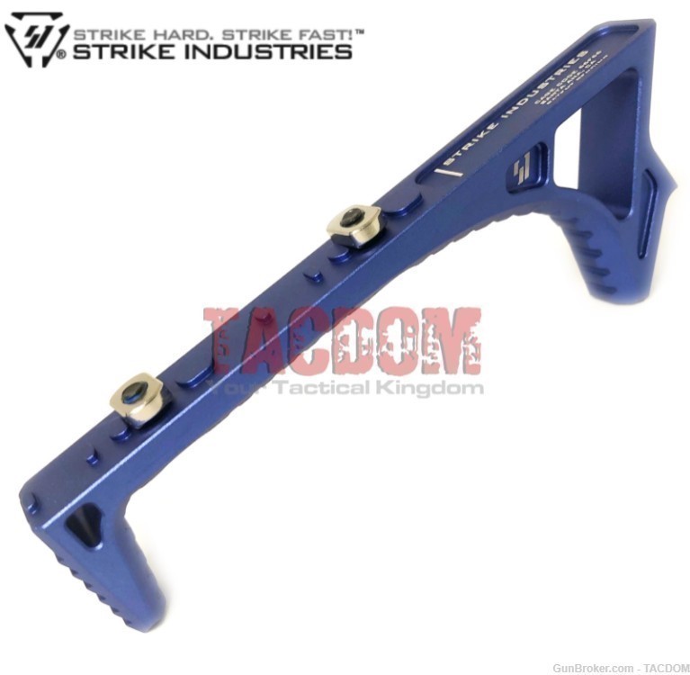 Strike Industries Curved LINK Blue AR15 Angled FOREGRIP Fore Grip Forward -img-1