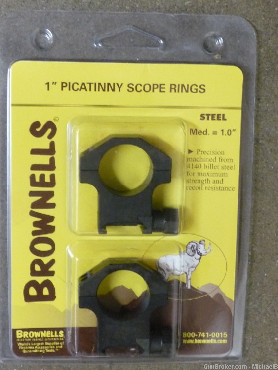 1-Inch Steel Picatinny - Weaver Rings by Brownells, Similar to EGW, Med. 1"-img-0