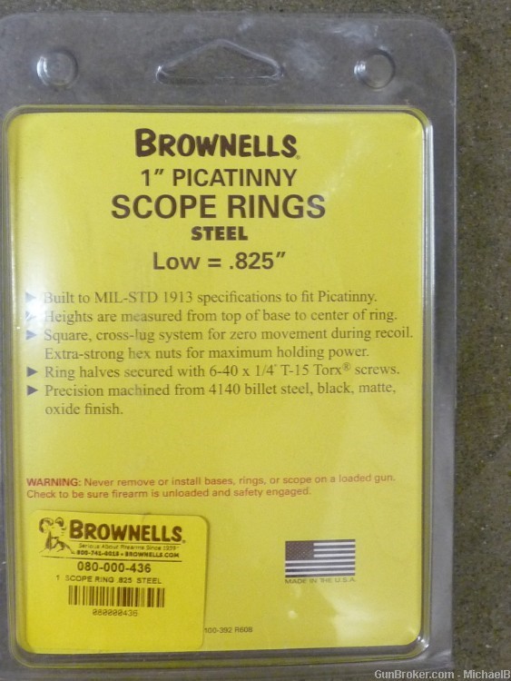 1-Inch Steel Picatinny - Weaver Rings by Brownells, Similar to EGW, Low, 1"-img-1