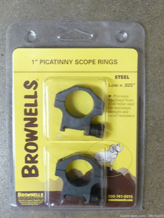 1-Inch Steel Picatinny - Weaver Rings by Brownells, Similar to EGW, Low, 1"-img-0