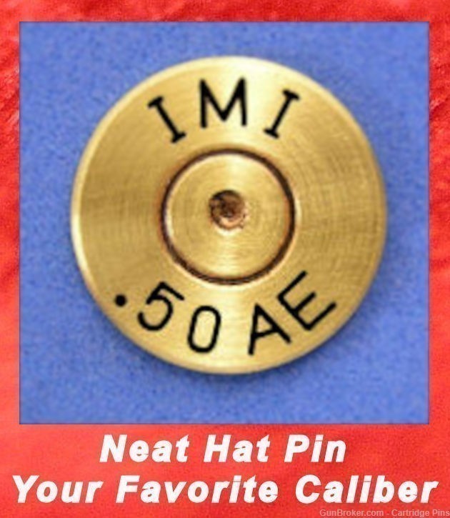 IMI   50 AE Desert Eagle Brass  Cartridge Hat Pin  Tie Tac  Ammo Bullet-img-0