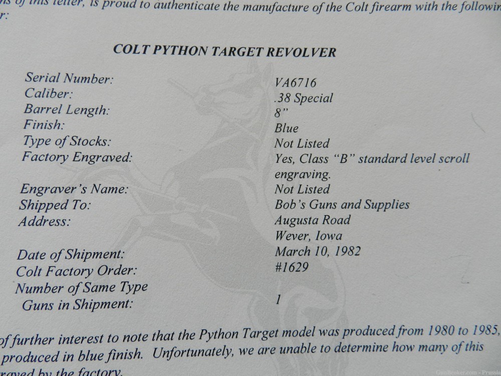 Colt Python Target 38 Spl 8" Blue Factory B Engraved NIB-img-14