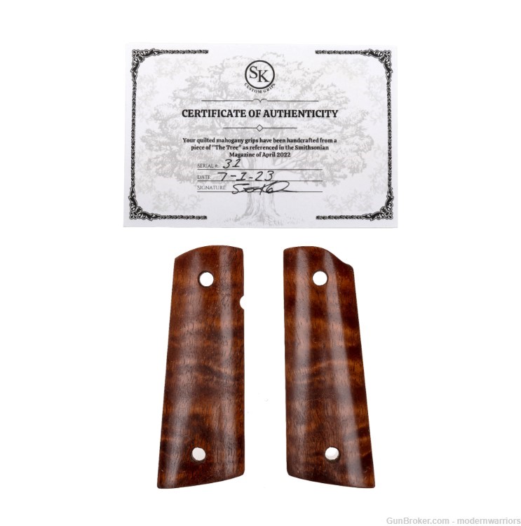 SK Custom Grips - 1911 Gov Size - Mahogany Grips from "The Tree"-img-1