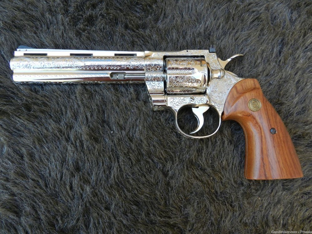 Colt Python 357 Magnum 6" Nickel D Factory Engraved NIB-img-3
