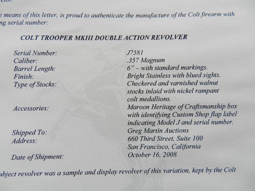 Colt Trooper MK III 357 Mag 6" BSS FACTORY ARCHIVE GUN-img-5
