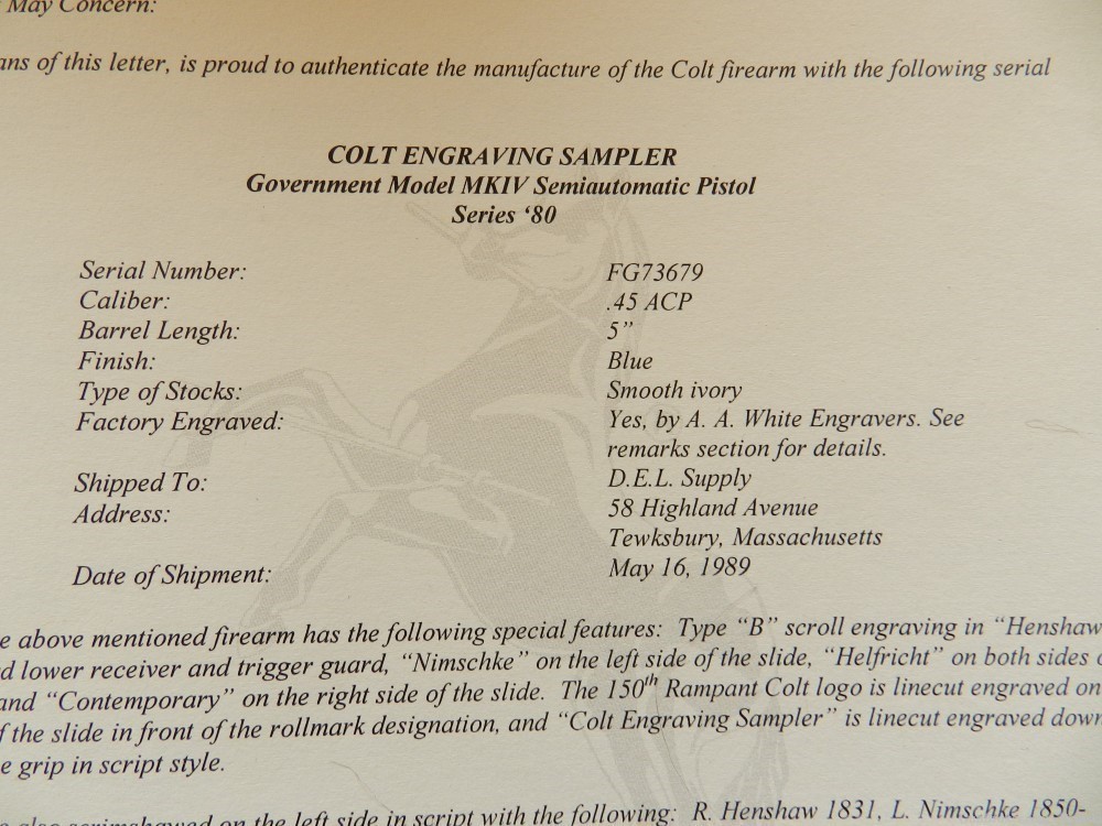 Colt Government Model Series 80 Engraving Sampler NIB-img-13