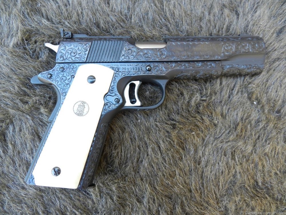 Colt GCNM 45ACP 5" Blue Factory D Engraved NI Colt Leatherette Pres Case-img-10