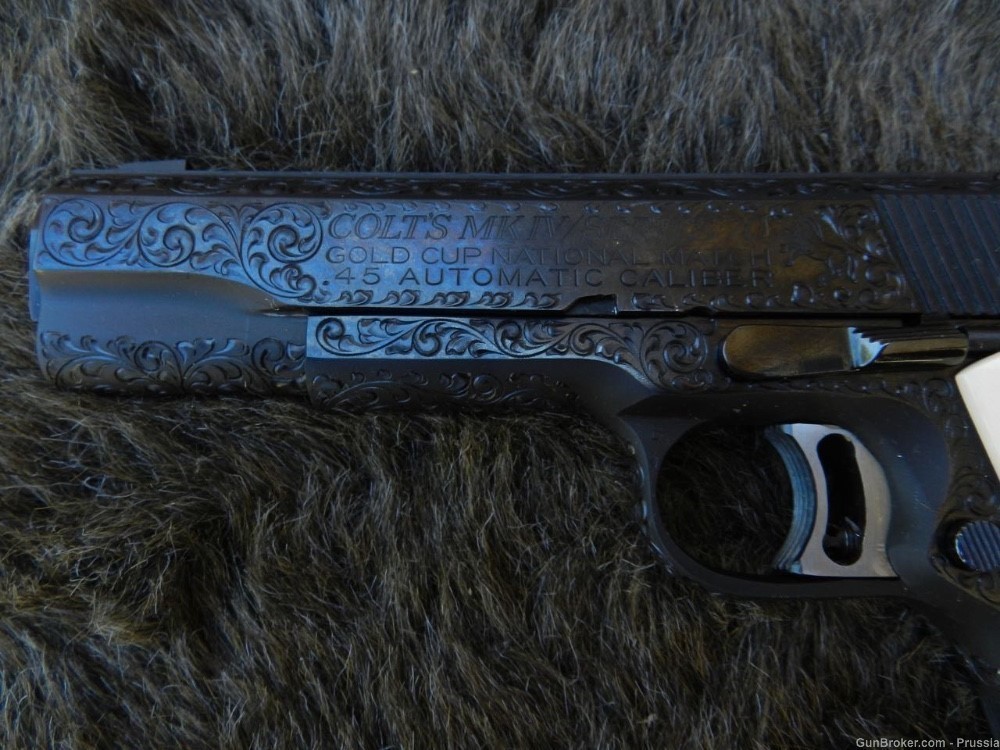 Colt GCNM 45ACP 5" Blue Factory D Engraved NI Colt Leatherette Pres Case-img-18
