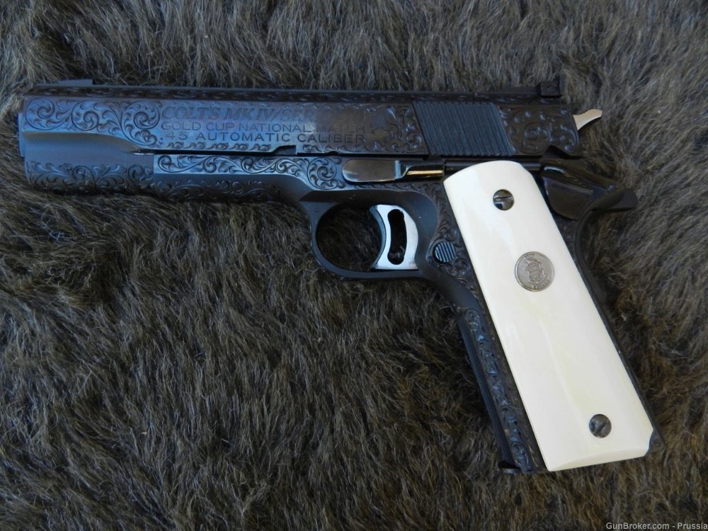 Colt GCNM 45ACP 5" Blue Factory D Engraved NI Colt Leatherette Pres Case-img-9