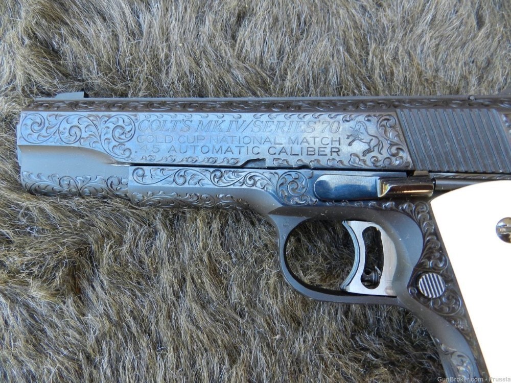 Colt GCNM 45ACP 5" Blue Factory D Engraved NI Colt Leatherette Pres Case-img-19