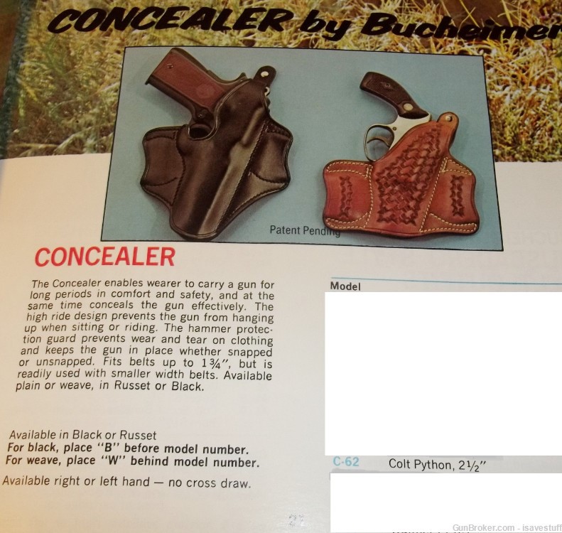 COLT PYTHON NOS Bucheimer L/H Concealer OWB Leather Holster 2 1/2" 357-img-9