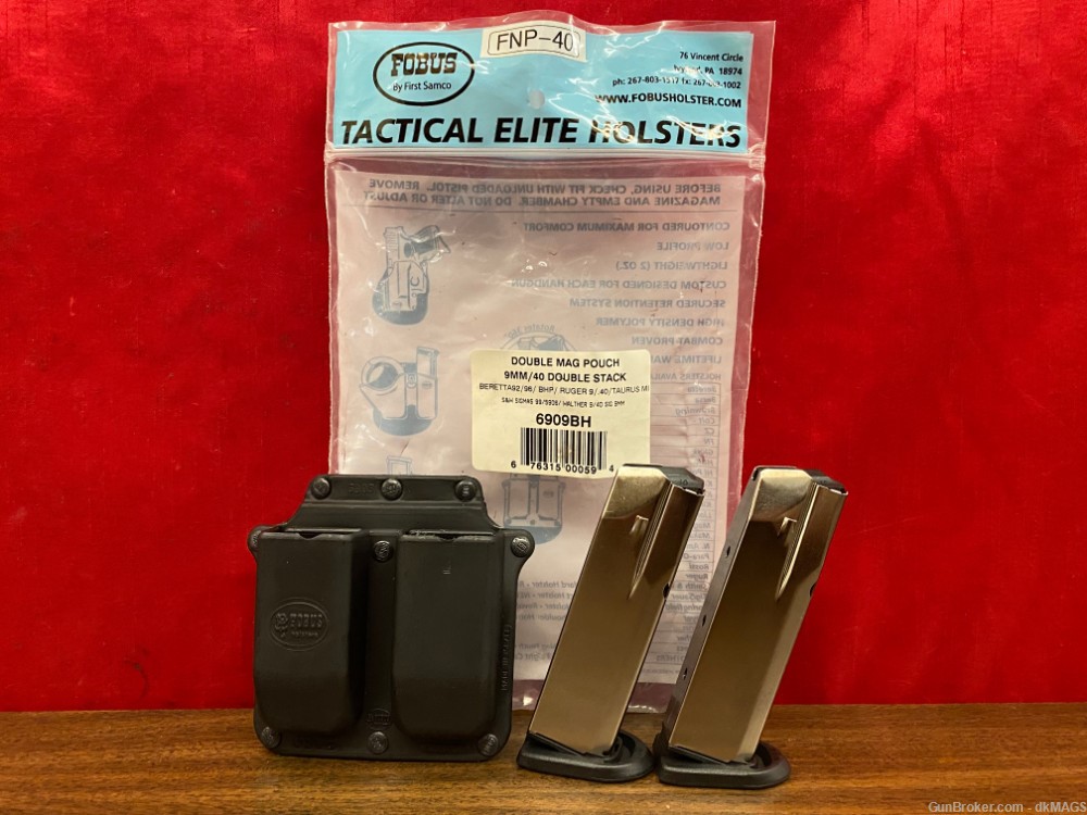 2 FNP-40 .40 14rd Magazines Mags Clips with Fobus Dual Mag Pouch-img-0