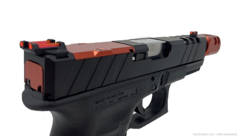 Glock 19 Slide Gen 3 Assembled RMR Cut + Red Anodized Comp Fiber Sights -img-3