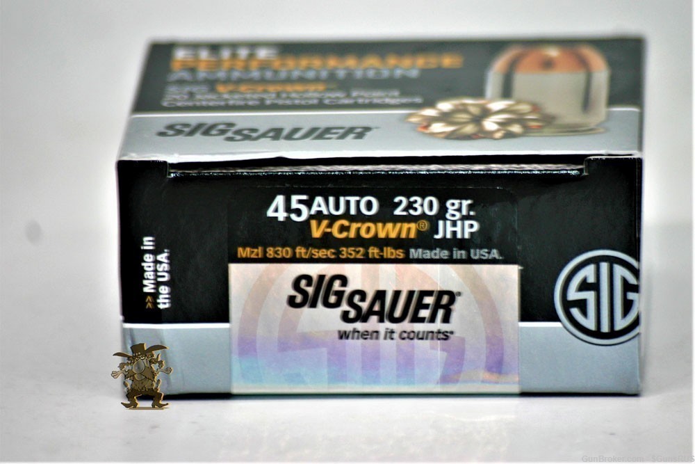 45acp Sig Sauer V-Crown 45 ACP 230 GRAIN Nickel JHP 20 Rounds-img-2