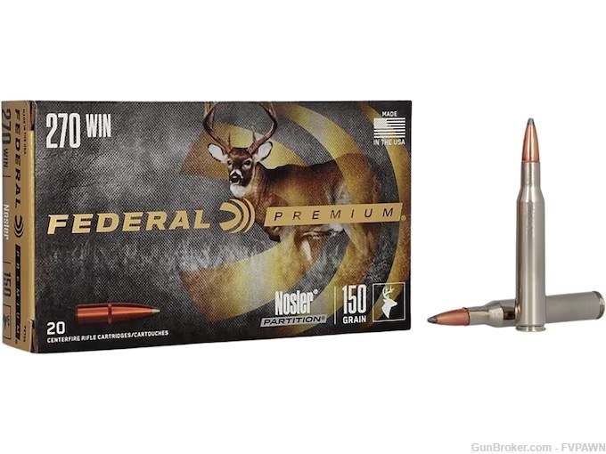 2 Box Federal Premium Ammunition 270 Winchester 150 Grain Nosler Partition-img-0