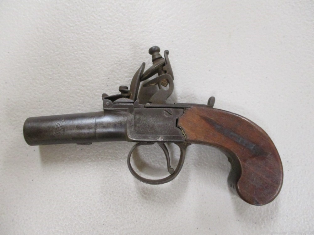 Antique London Riviere Flintlock Derringer Muff Pistol British-img-0