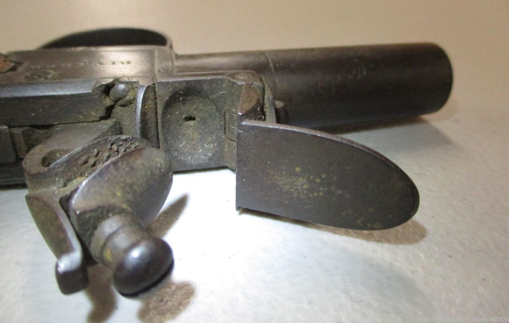 Antique London Riviere Flintlock Derringer Muff Pistol British-img-7