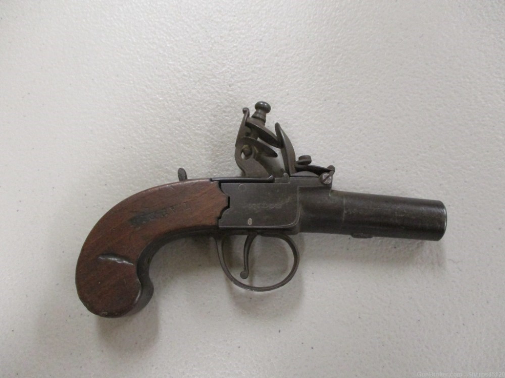 Antique London Riviere Flintlock Derringer Muff Pistol British-img-4