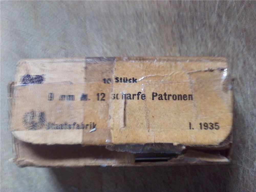 Vintage 9mm Staatsfabrik Patronen-1935 ammo-img-1