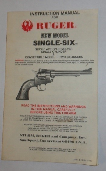 Ruger New Model Single Six Revolover 1986 Manual-img-0