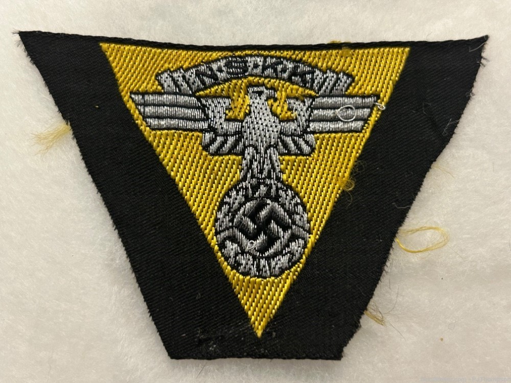 Vintage Original WW2 German NSKK Overseas Cap Eagle Insignia -img-0